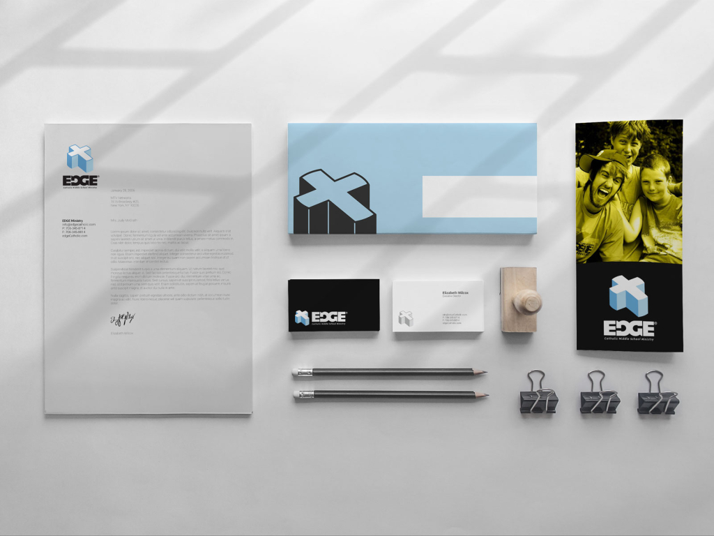 Branding System, Marketing Website, Stationery Set, Edge, Catholic Middle School Ministry