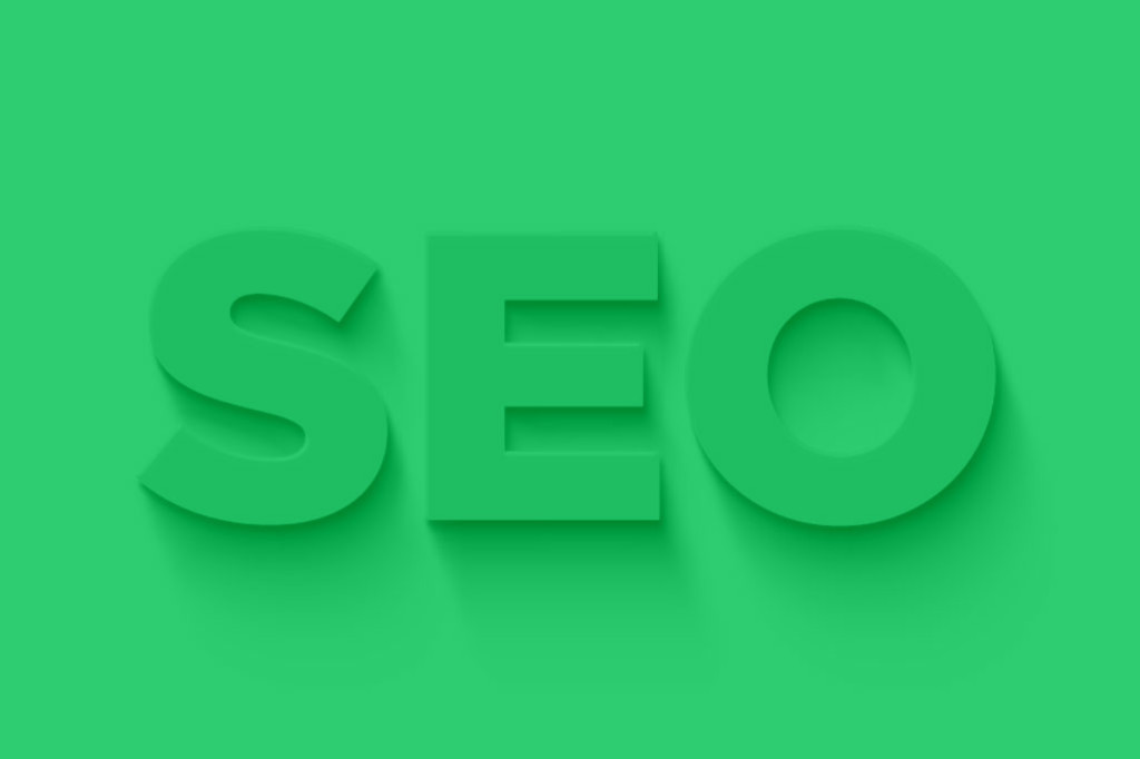 SEO block letters on a Green background