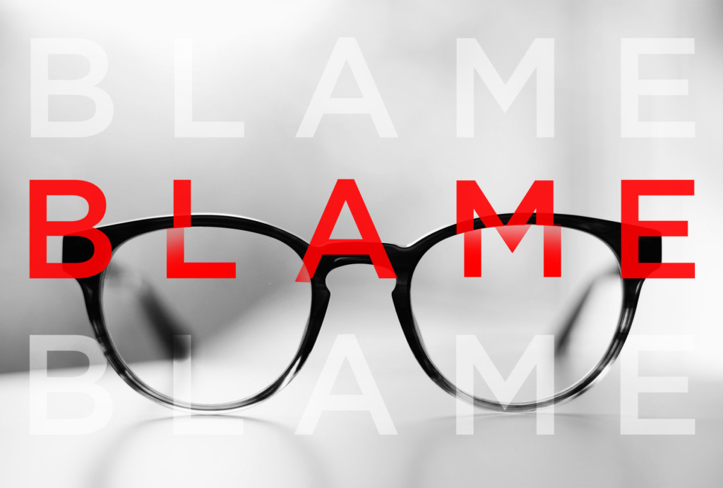 BLAME - Text on Eyeglasses